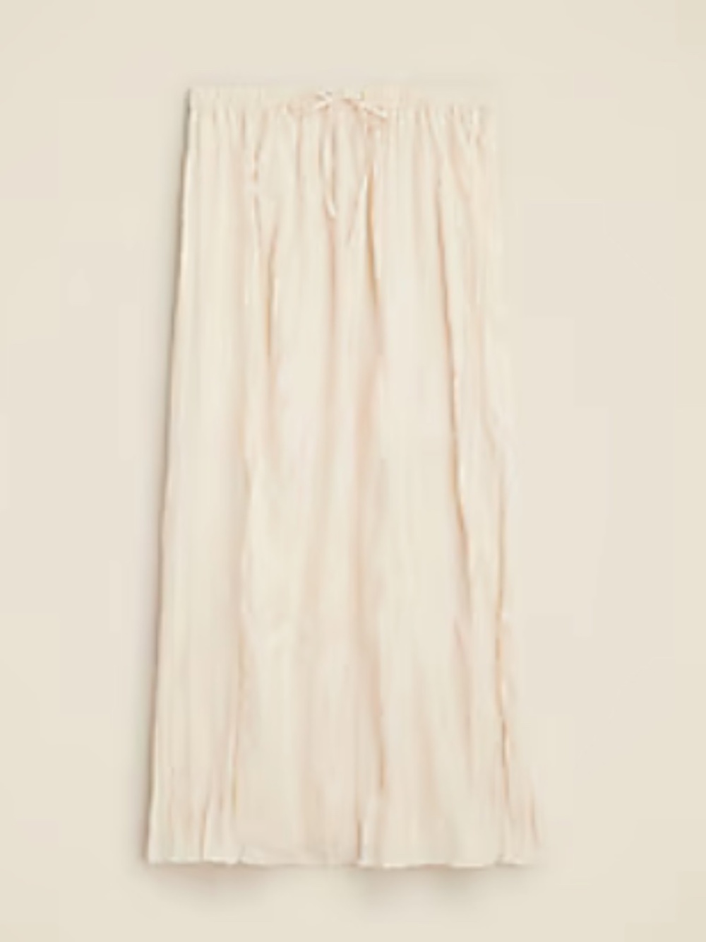 J. Crew Cream Crinkled Pleated Midi Skirt with Drawstring Waist size Large